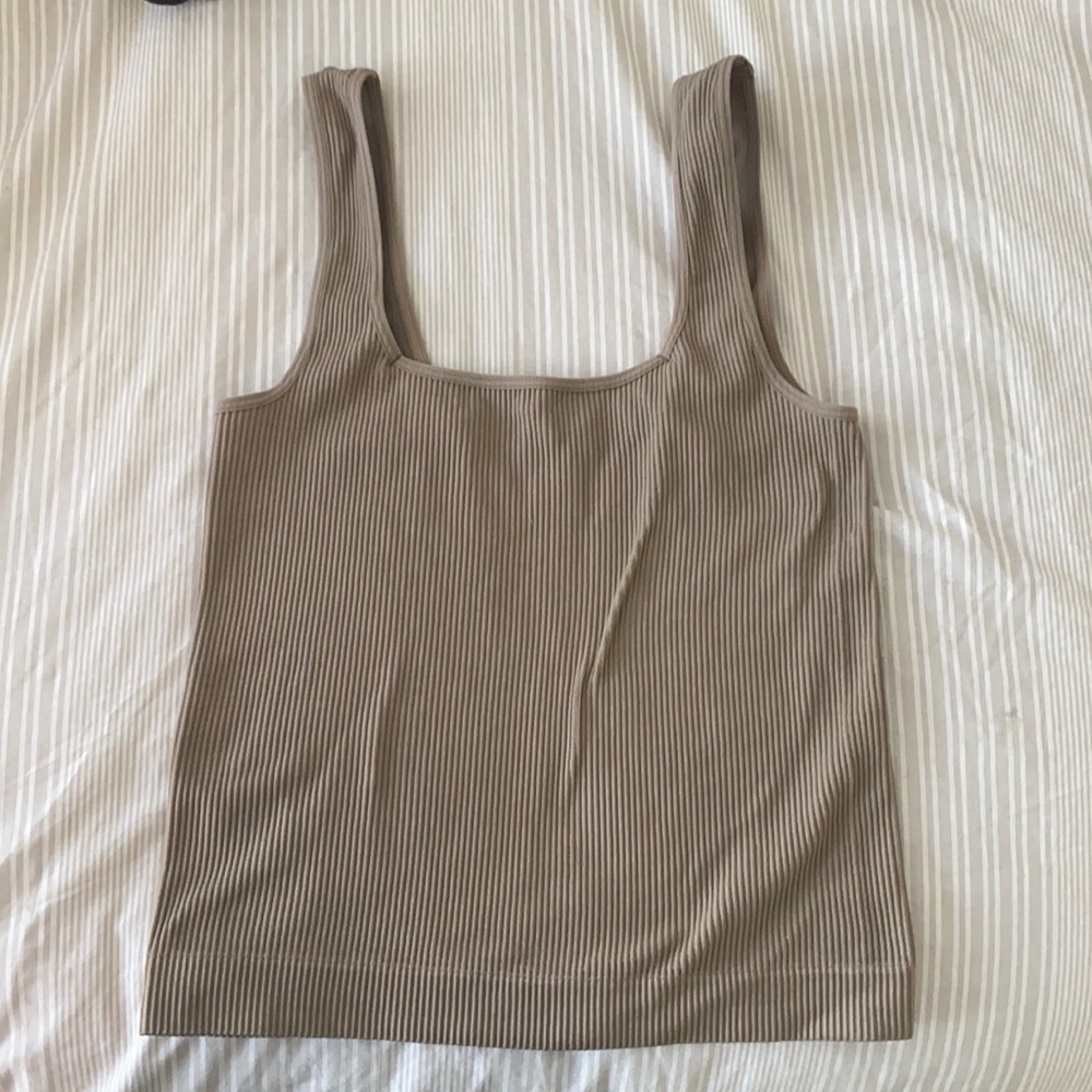 Ribbed Taupe Crop Top